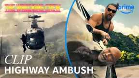 Jason Momoa & Dave Bautista vs. Highway Ambush | The Wrecking Crew | Clip | Prime Video